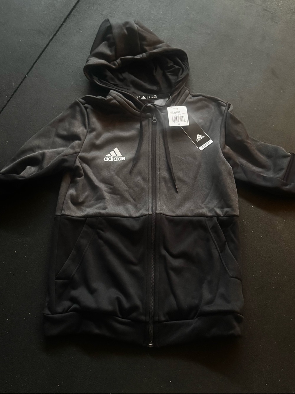 Adidas woman’s Black gray Hooded Full-Zip Jacket with hoodie